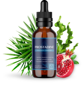 Prostadine dietary supplement bottle with natural ingredients